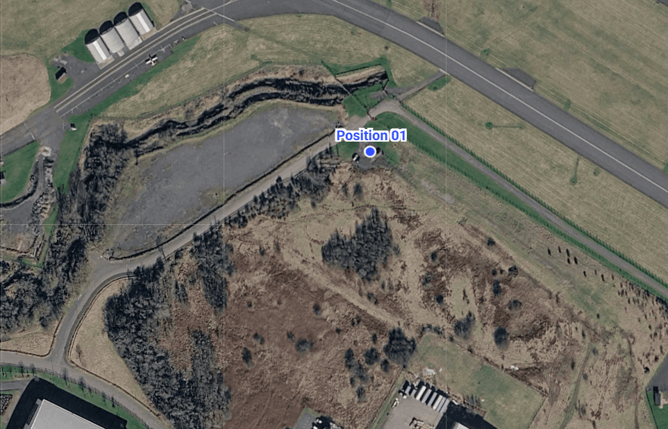 Aerial reference showing Position 01 at The Mound, Prestwick Airport